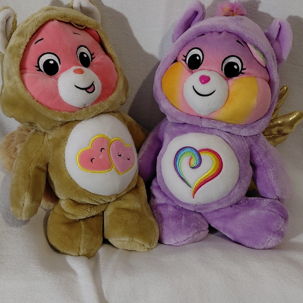 Care Bears Tan and Purple Stuffed Animals